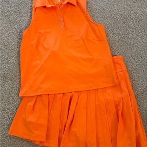 Orange Sleeveless Skirt Set